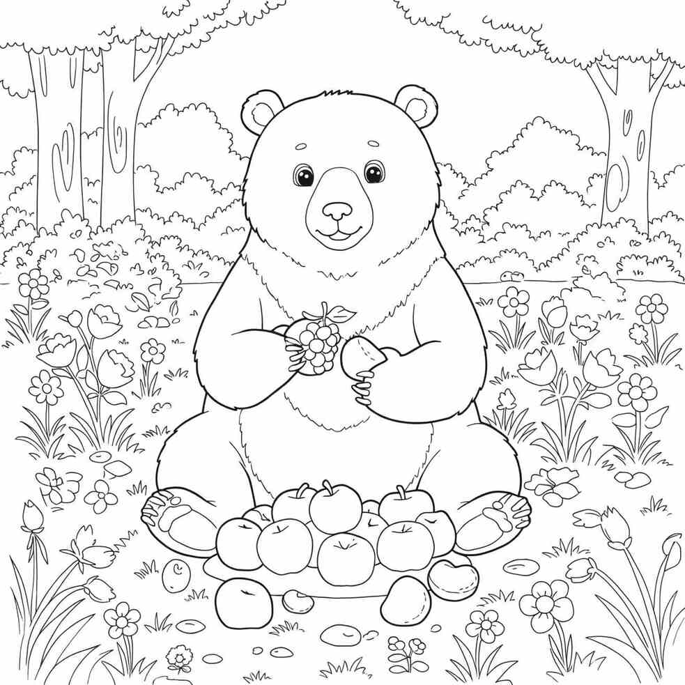 eating bear image for coloring