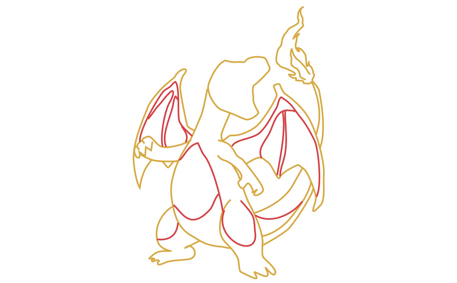 Step 9 outline the details of Charizard drawing
