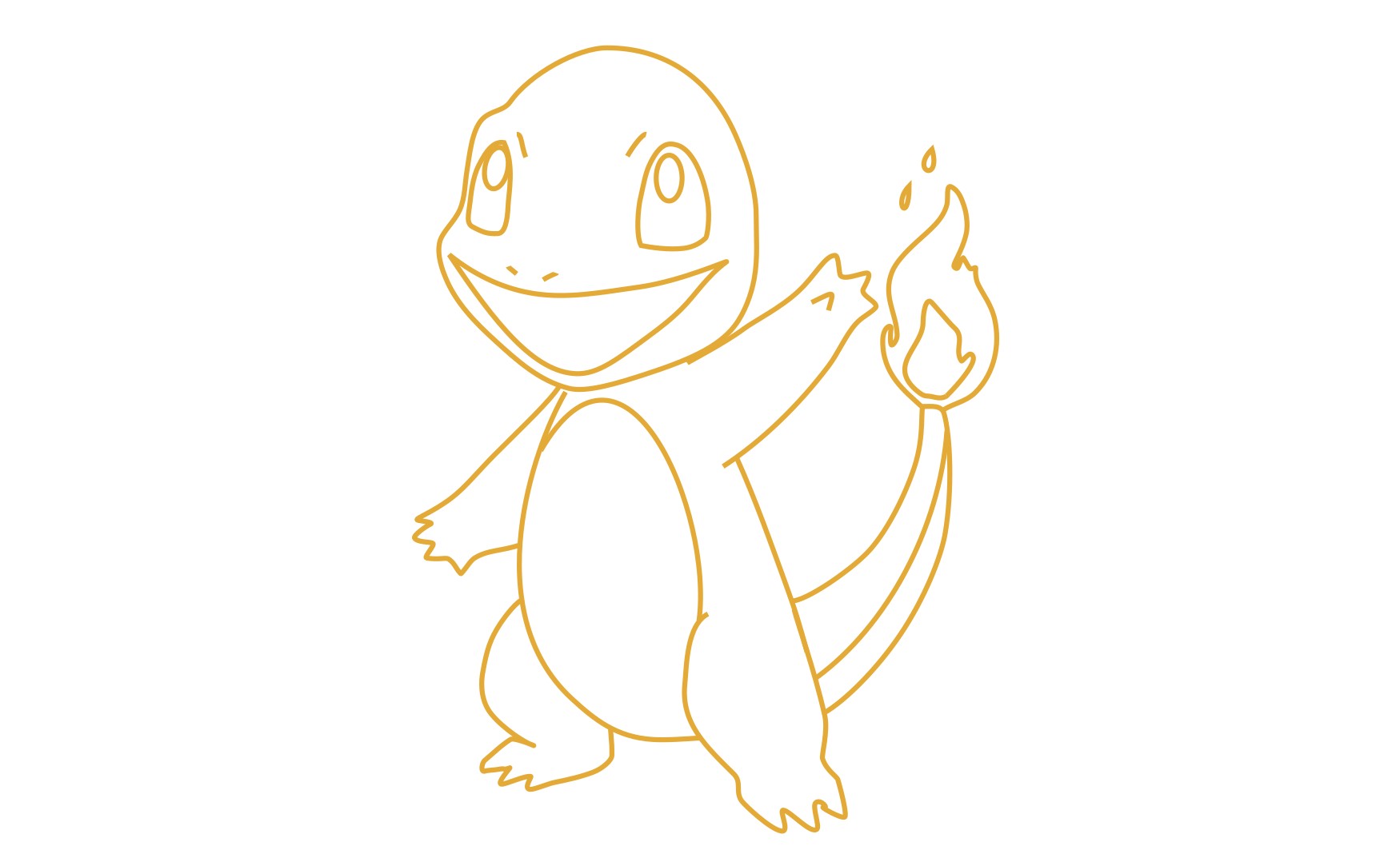 step 9 outline charmander drawing