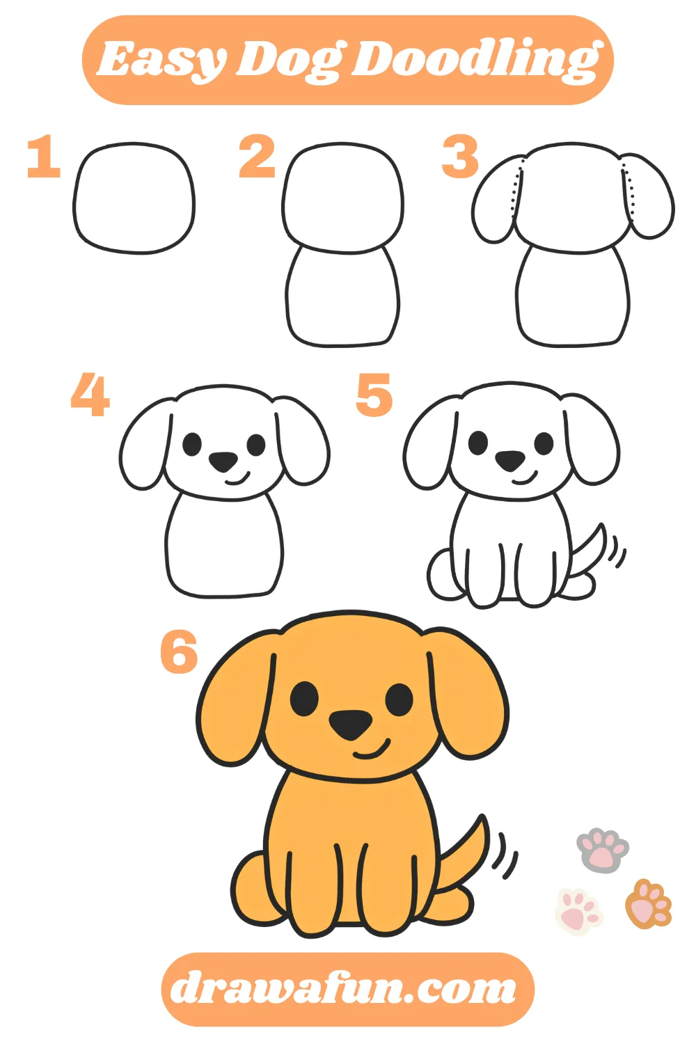 easy dog doodle step bys step drawing instructions