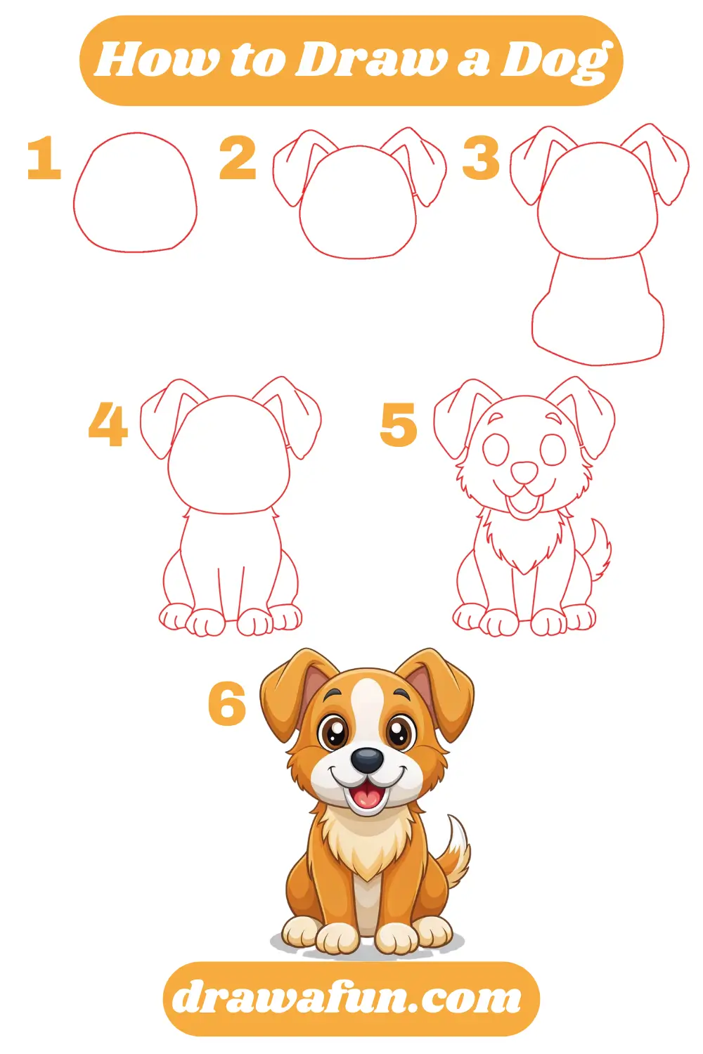how to draw a dog easy step by step instructions.