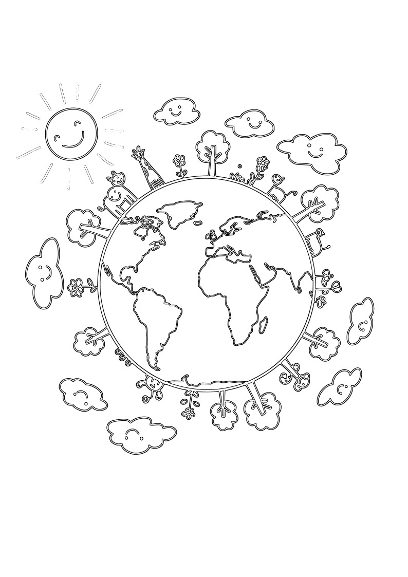 growing tree earth coloring page