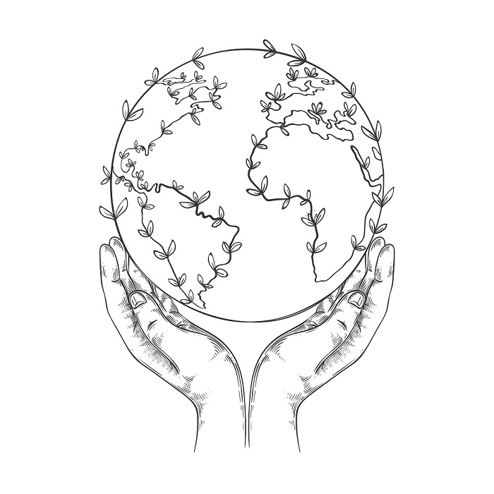 earth hands around coloring book