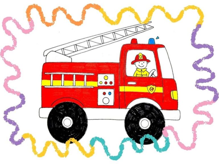How to draw a fire truck step by step