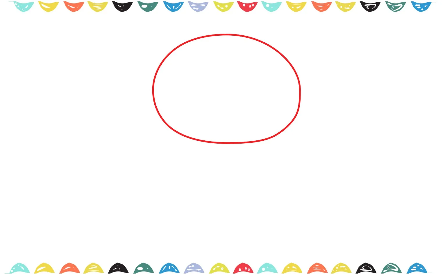 Step 1 drawing an oval for the head of the hello kitty