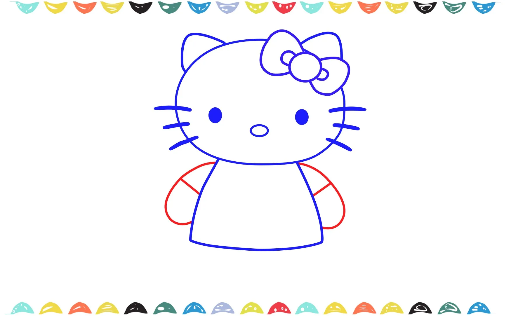 Step 7 draw the arms of the kitty