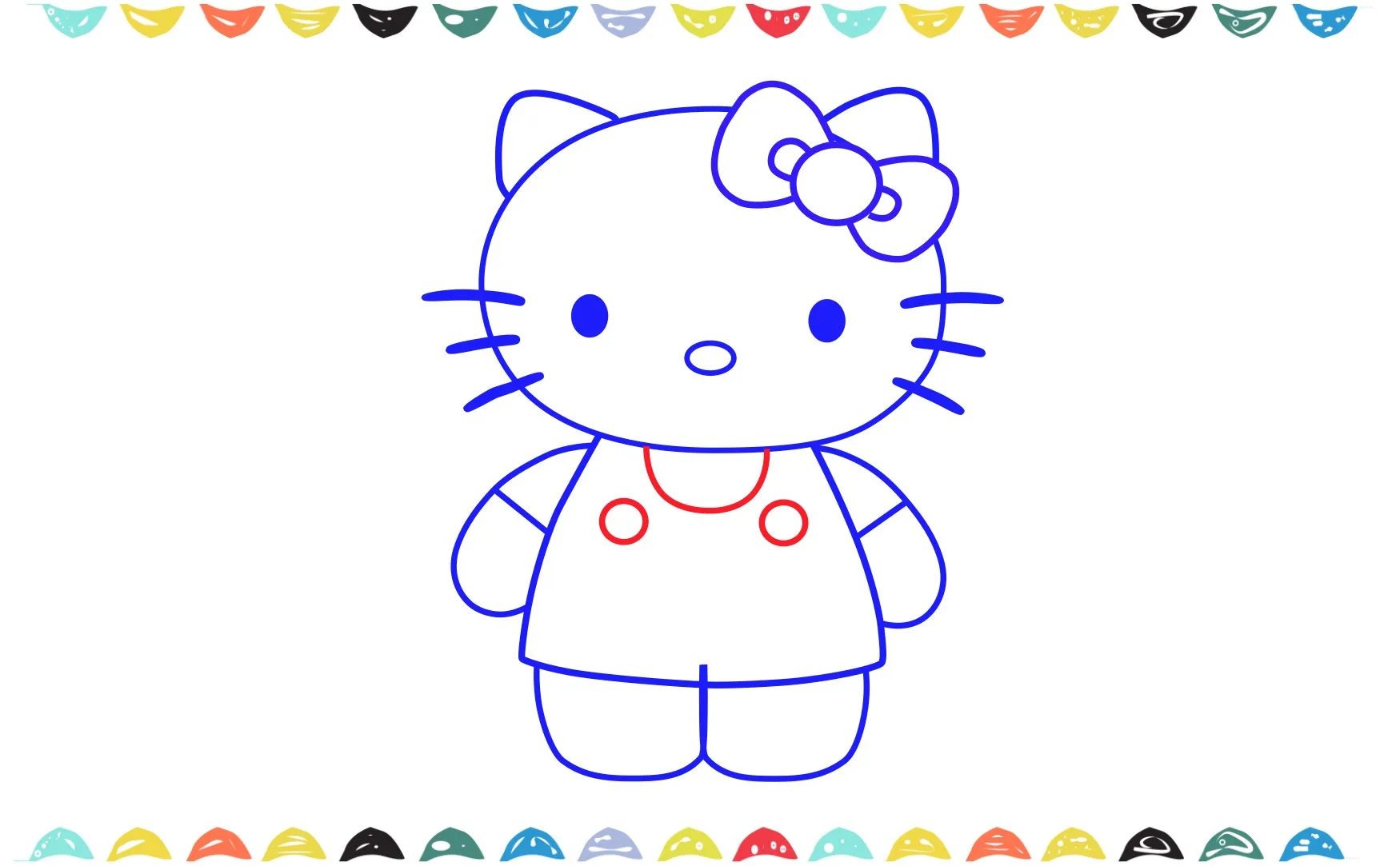 Step 9 add details on hello kitty’s clothes