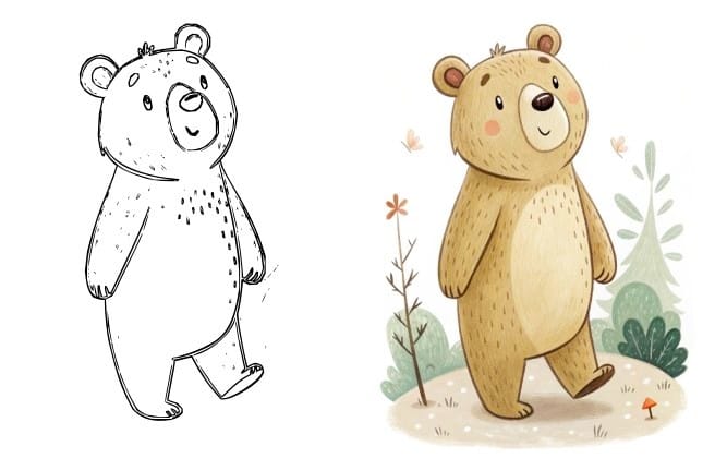 how to draw a bear easy