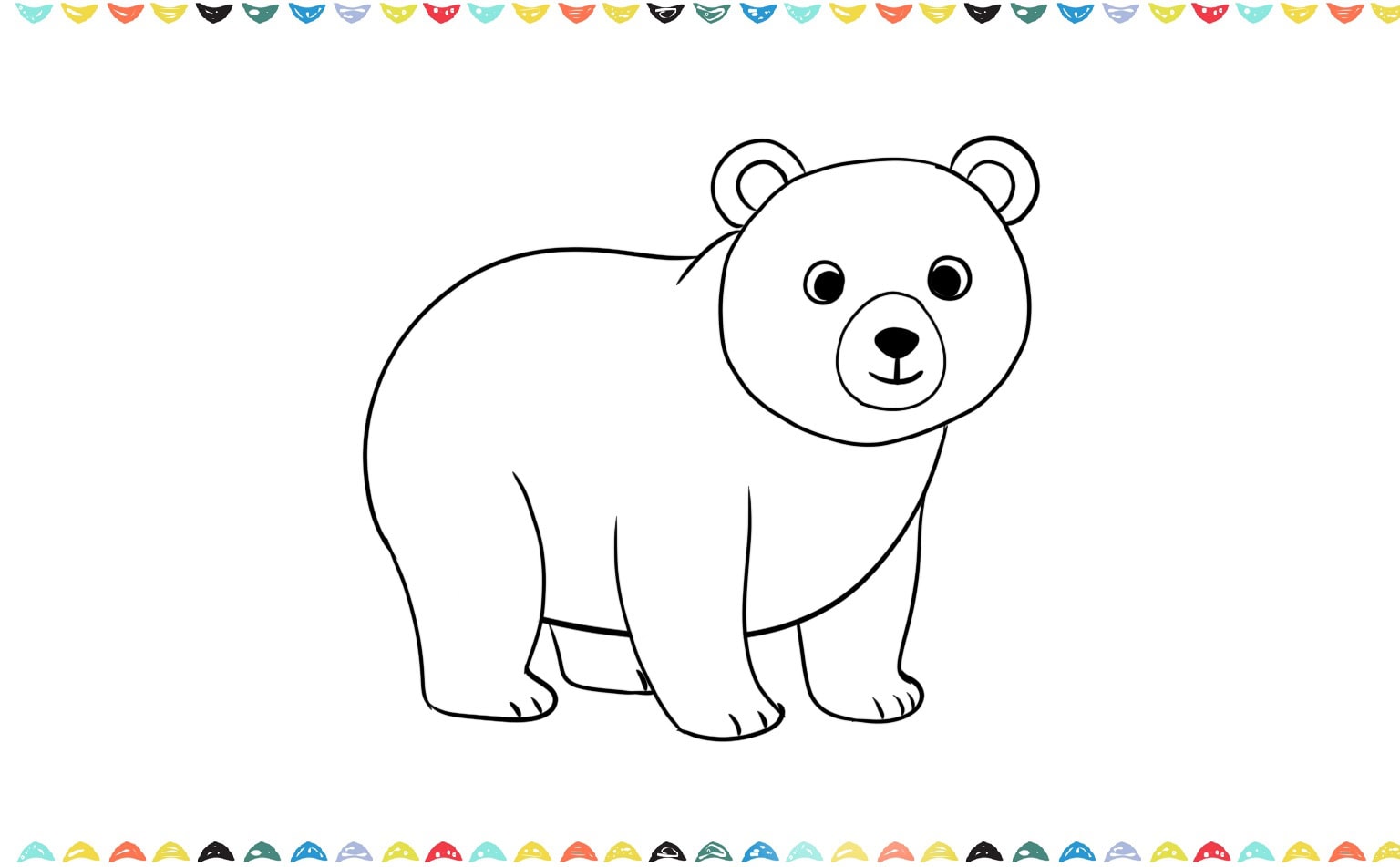 step 6 add facial details for the bear drawing
