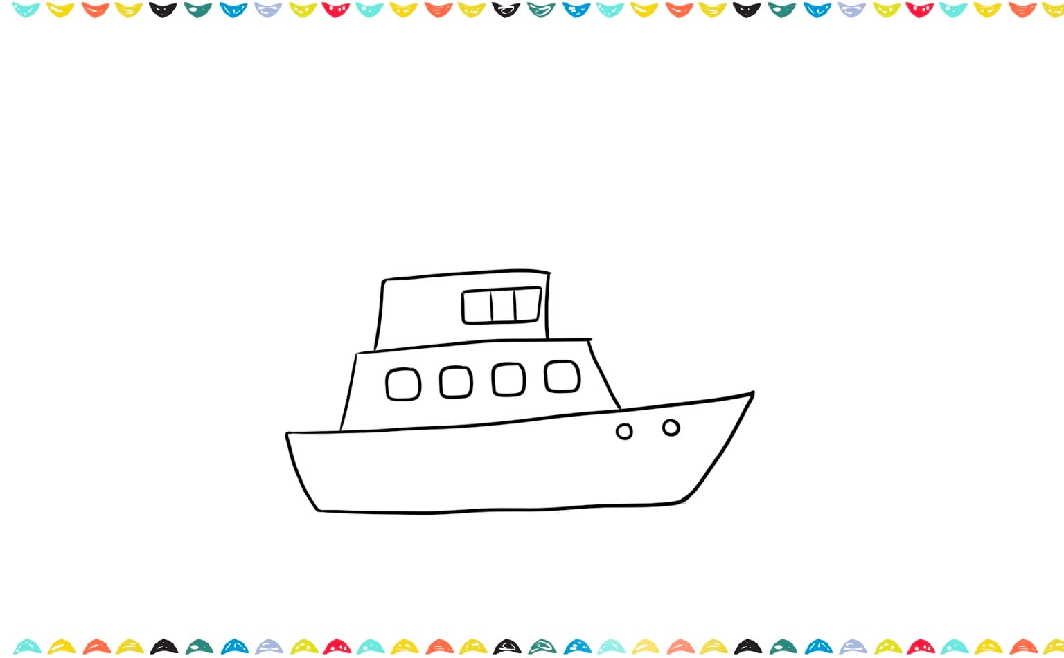 step 5 draw the windows on the boat;'s cabin