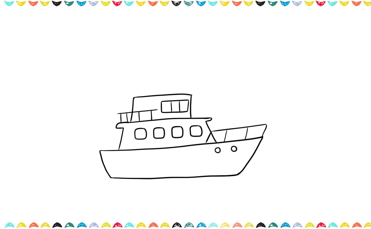 step 6 draw thin railings around the edges of boat's cabins
