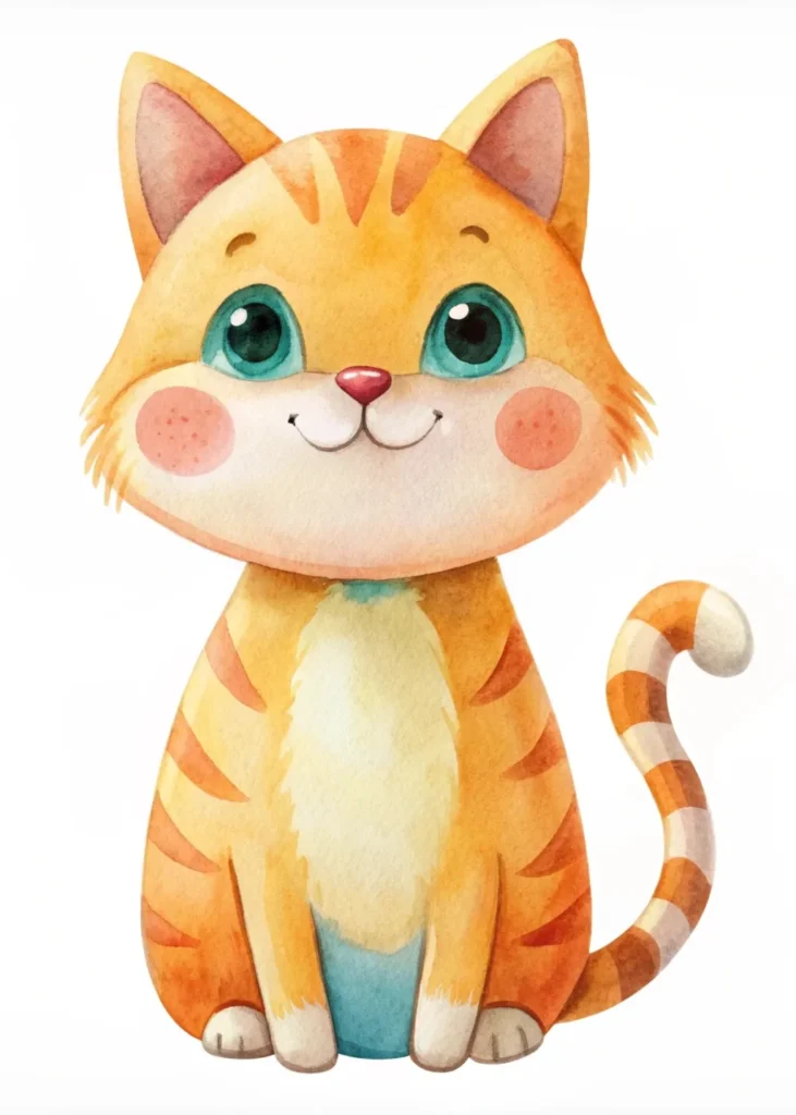 step 10 Finished cat drawing colored and ready to trace