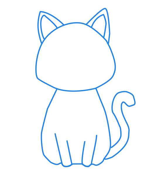 Step 4 drawing cat legs and tail