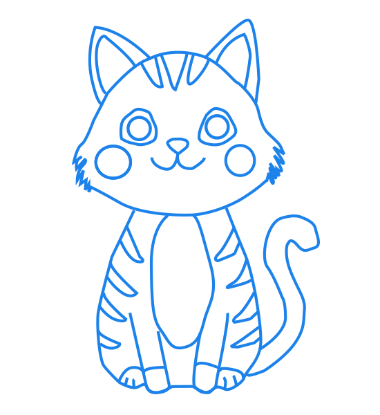 step 9 outline of the final drawing showing paws and toes