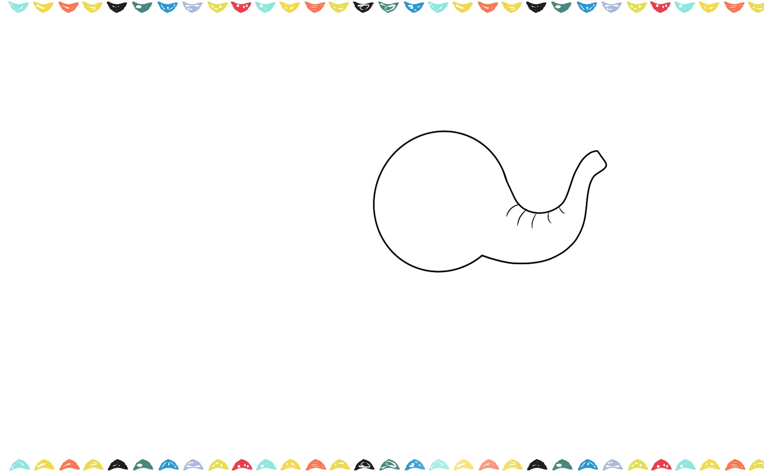 Step 2 drawing the head of the elephant