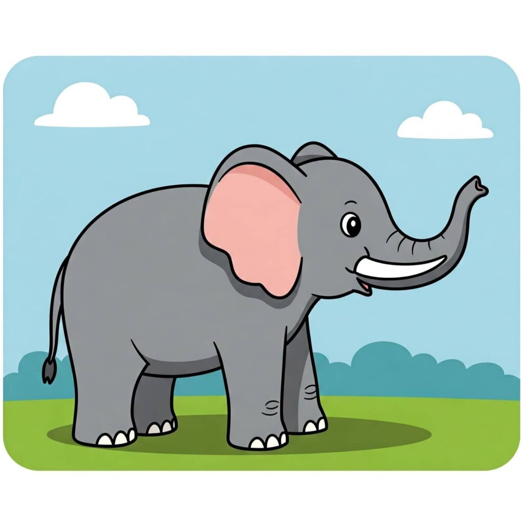 Step 9 color and finish the elephant drawing