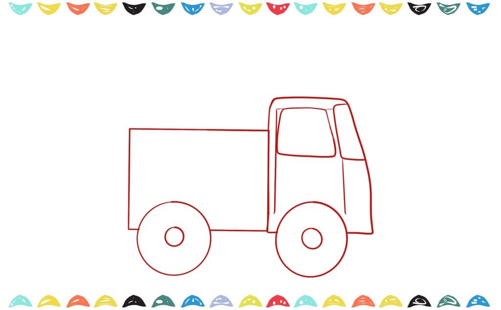 step 4 draw windows in the cab area