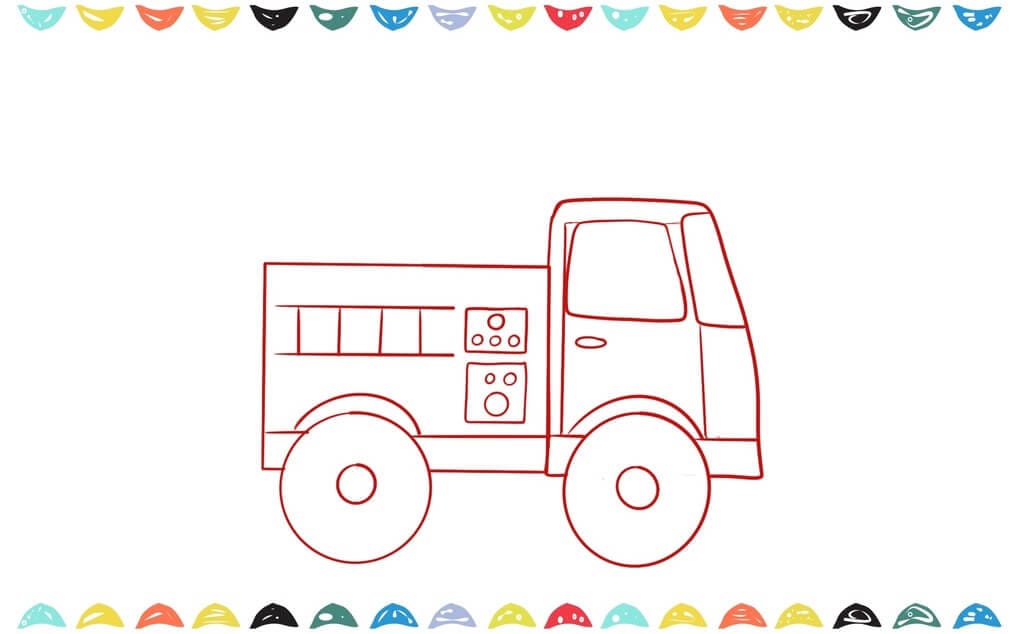 step 5 sketch the doors of the fire truck