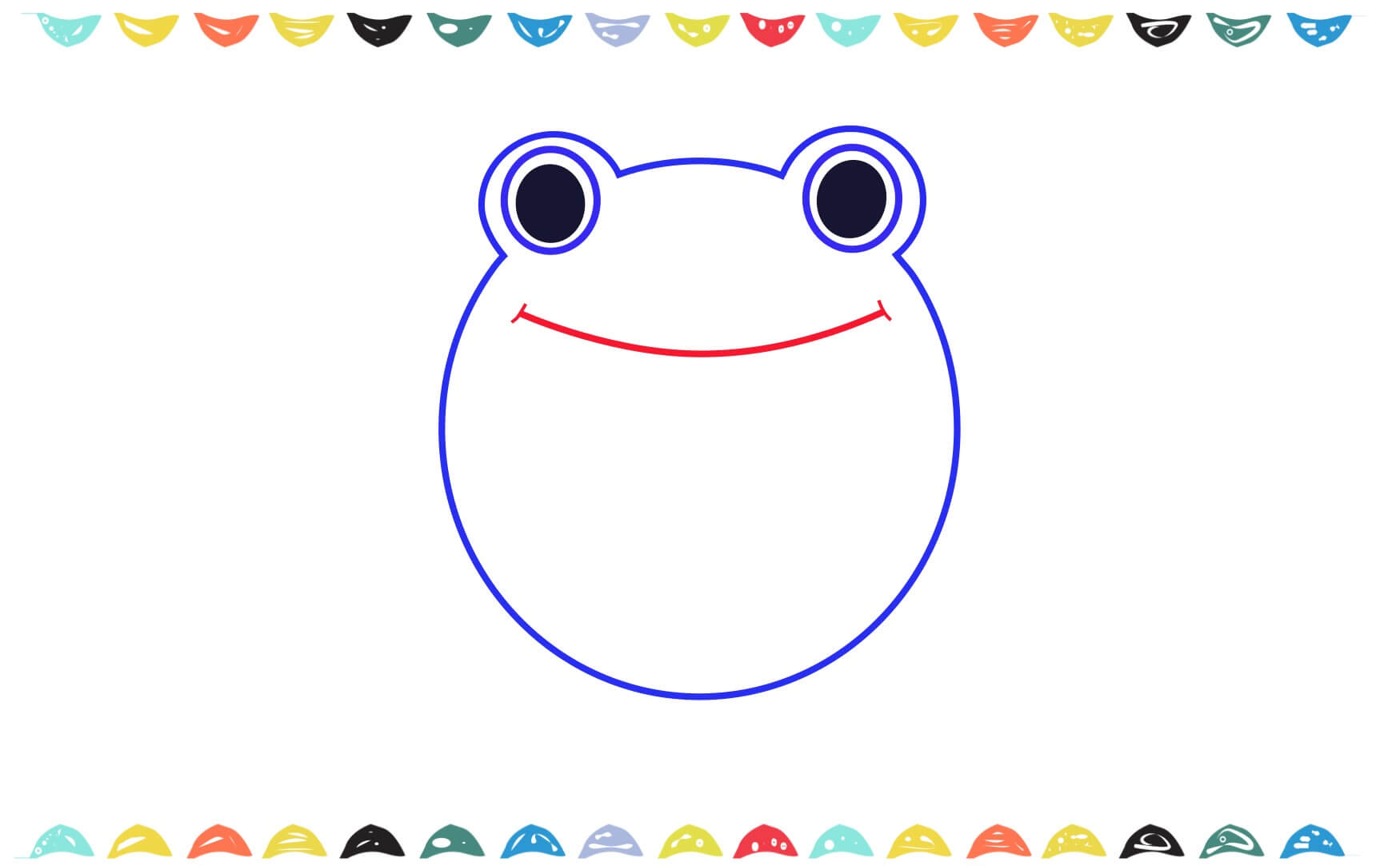 Outlining the frog's mouth for drawing, step 6.