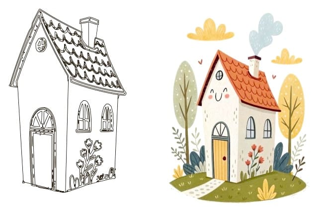 how to draw a house easy