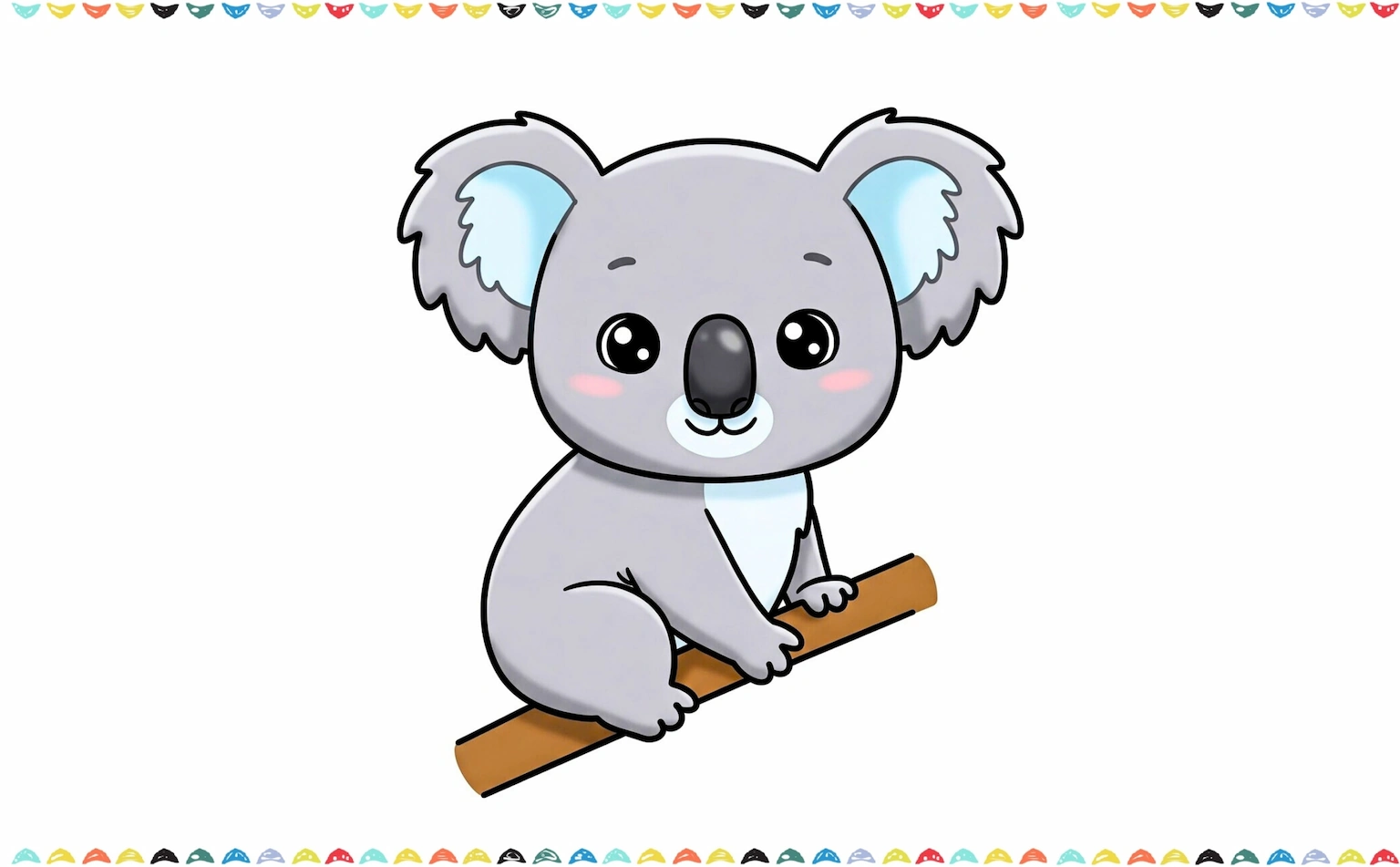 how to draw a koala bear - finished and colored koala bear drawing step 8