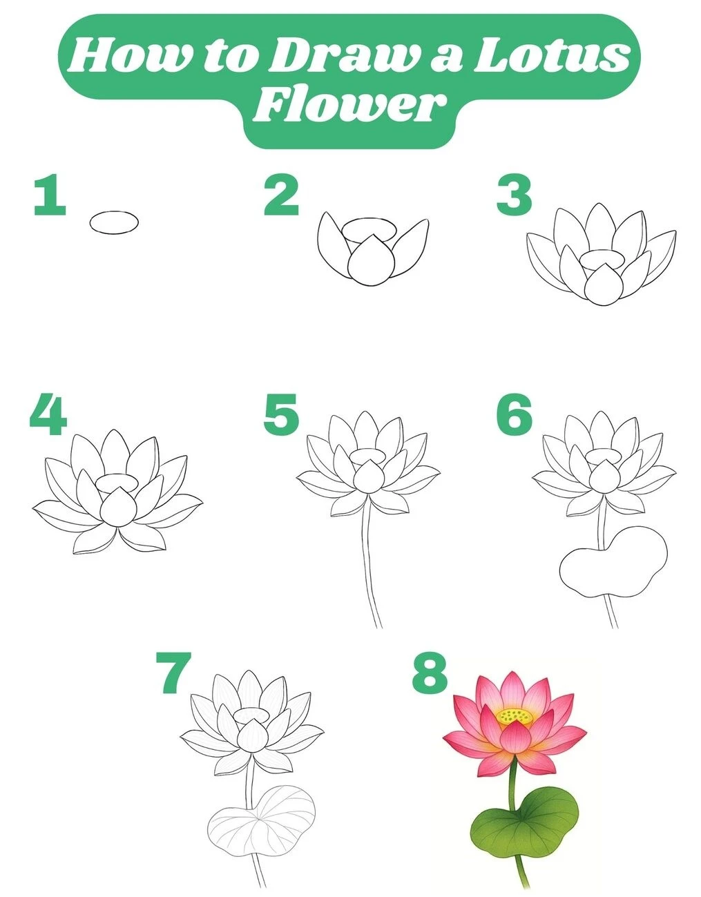 how to draw a lotus flower step by step instructions