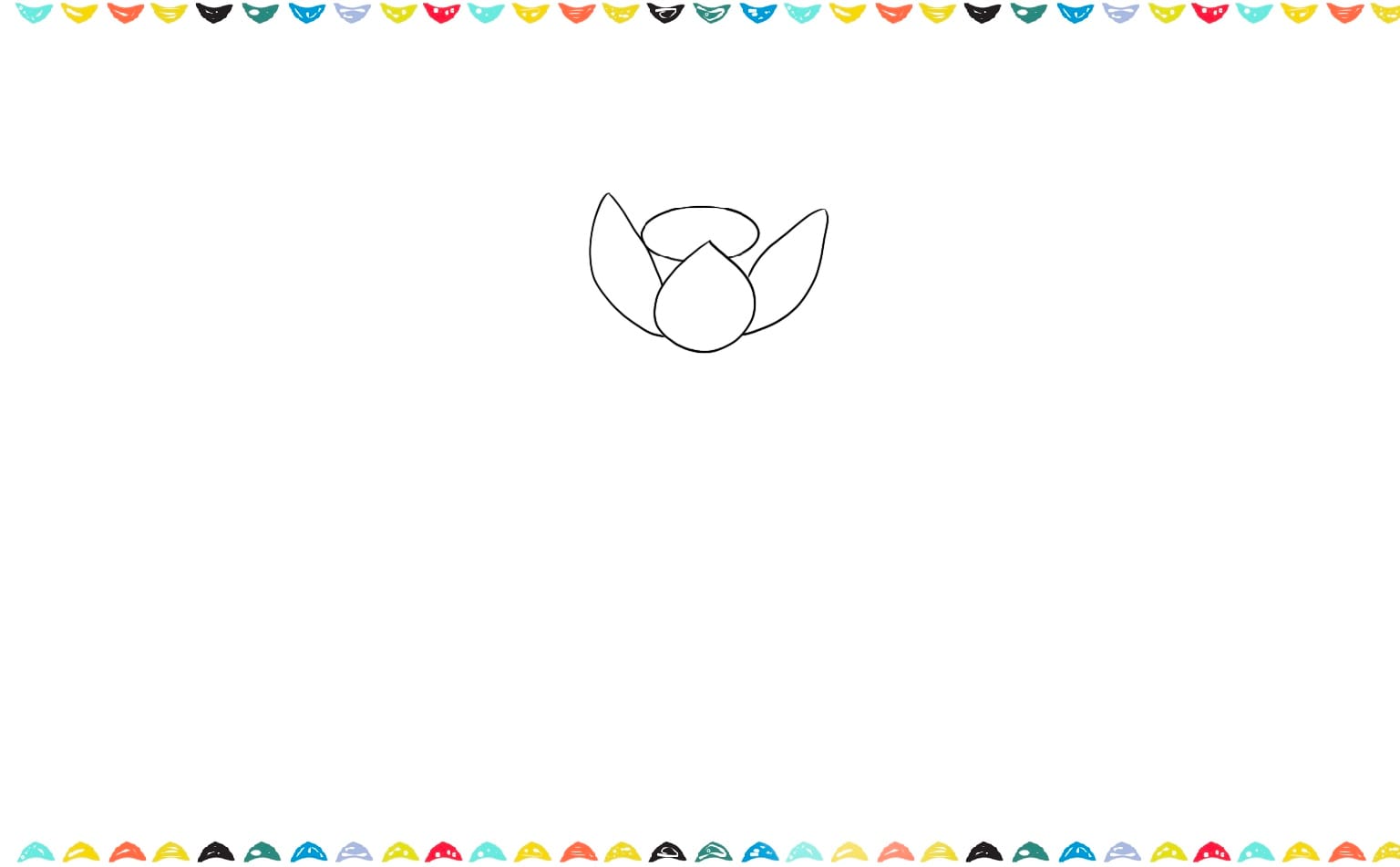 Adding three large, curved petals with pointed tips around the circular center of the lotus flower step 2