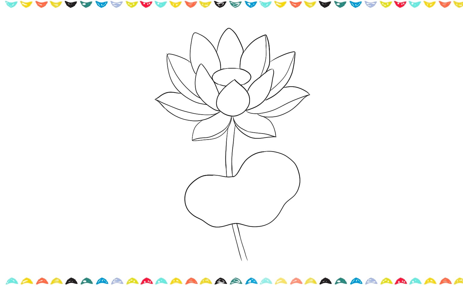 how to draw a lotus flower - draw the large leaf step 6