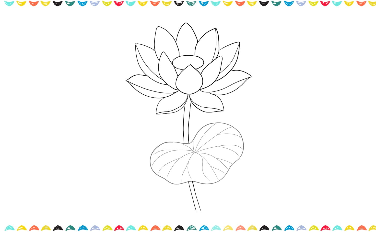 how to draw a lotus flower - add thin vein details to the leaf step 7