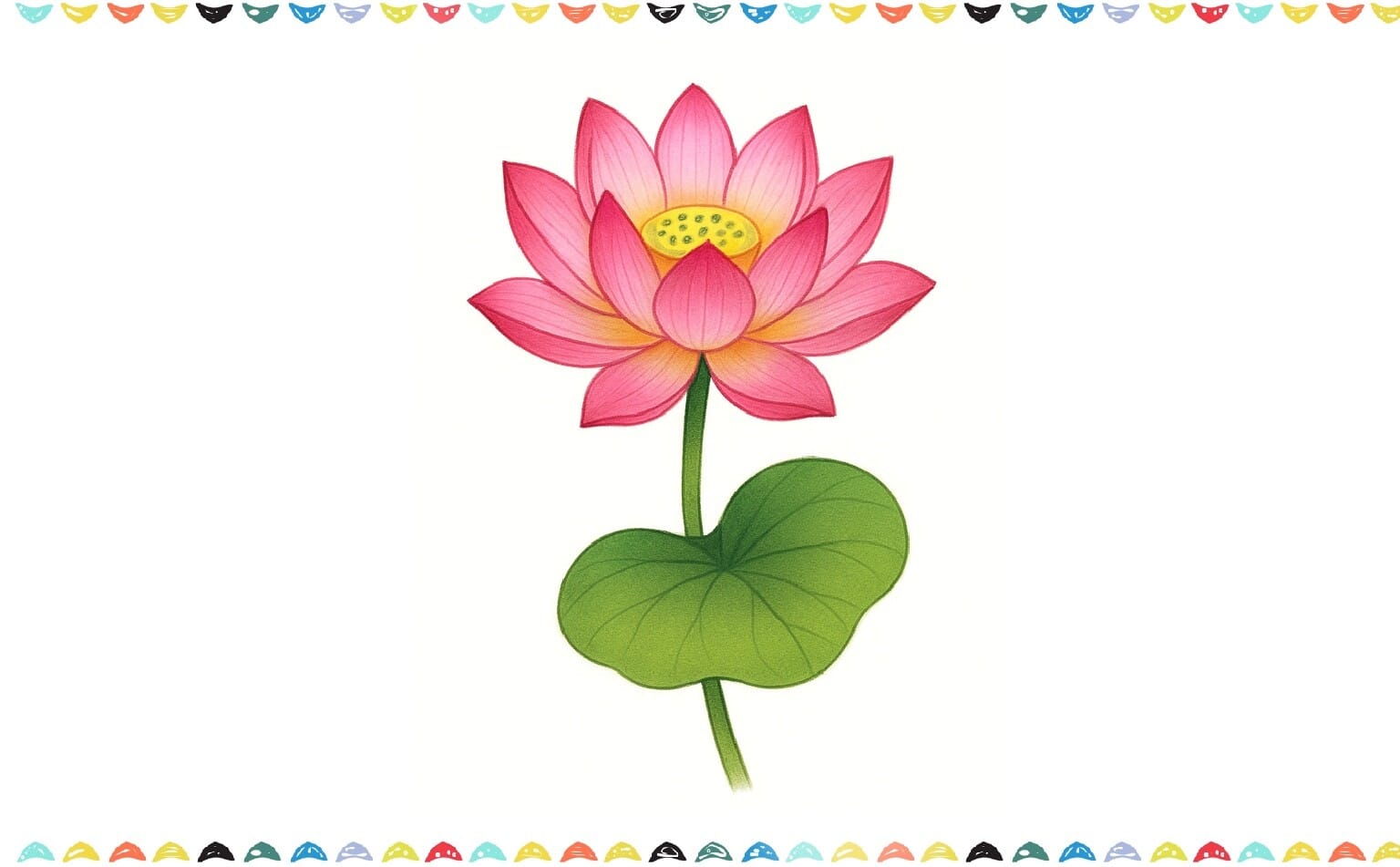 final step - colored and finished lotus flower drawing step 9