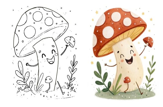 how to draw a mushroom