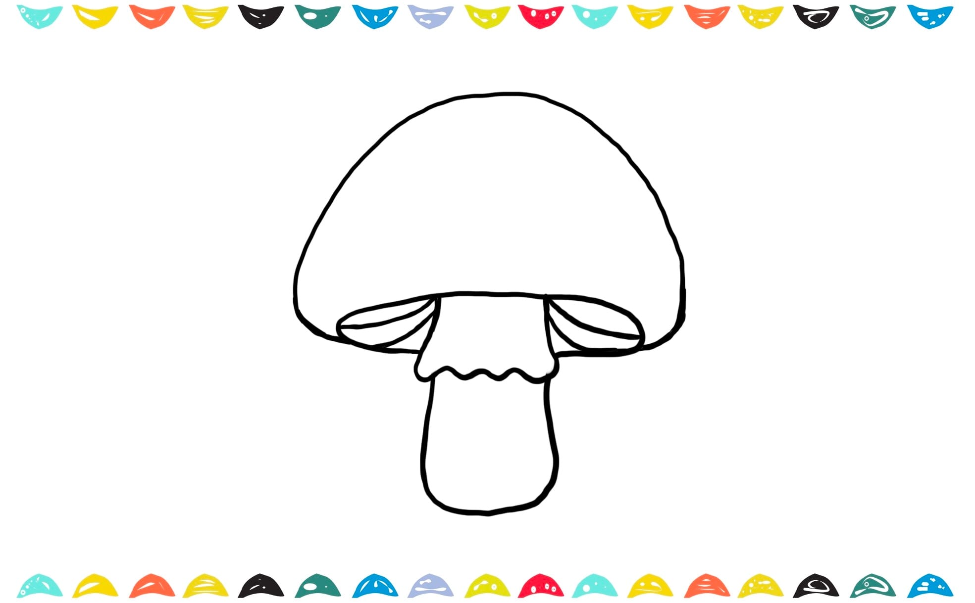 Step 5 draw lines underside the mushroom cap