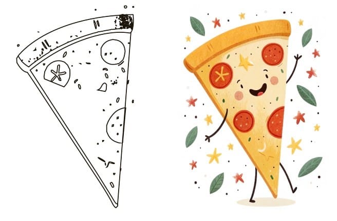how to draw a tasty pizza
