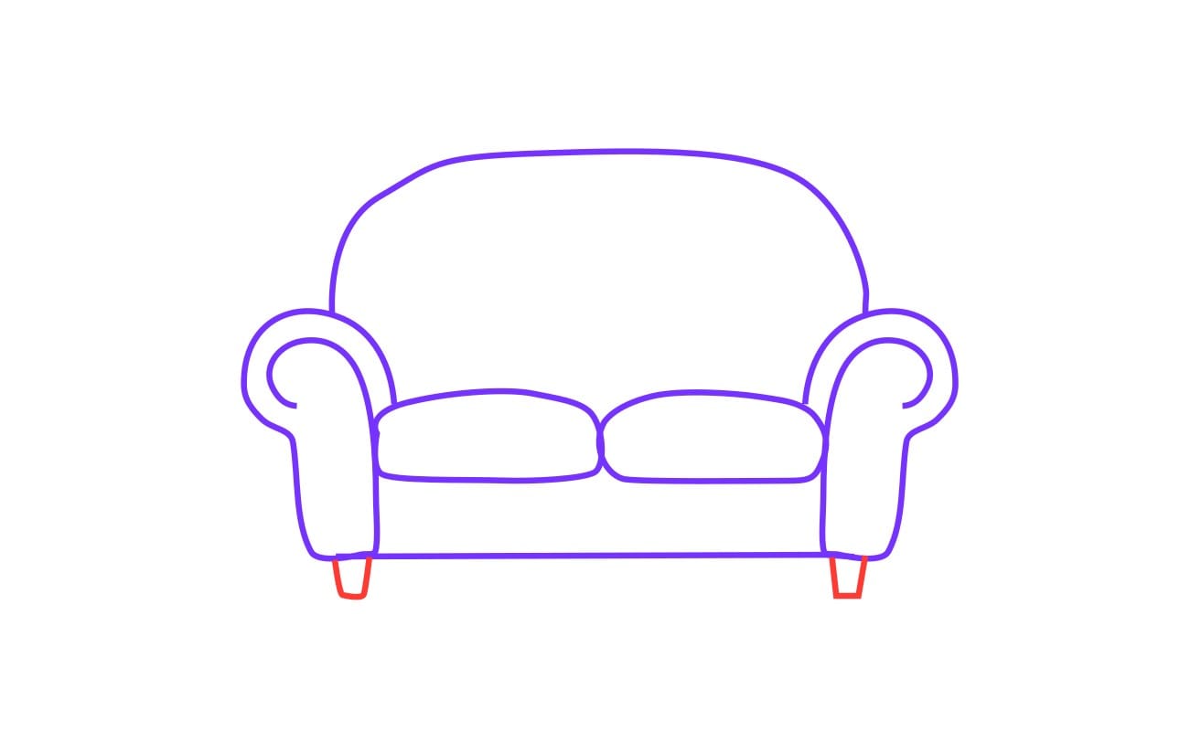 Step 4 sketch the sofa legs