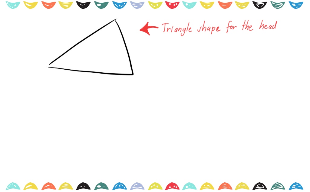 Step 1 draw a triangle for the raptors head