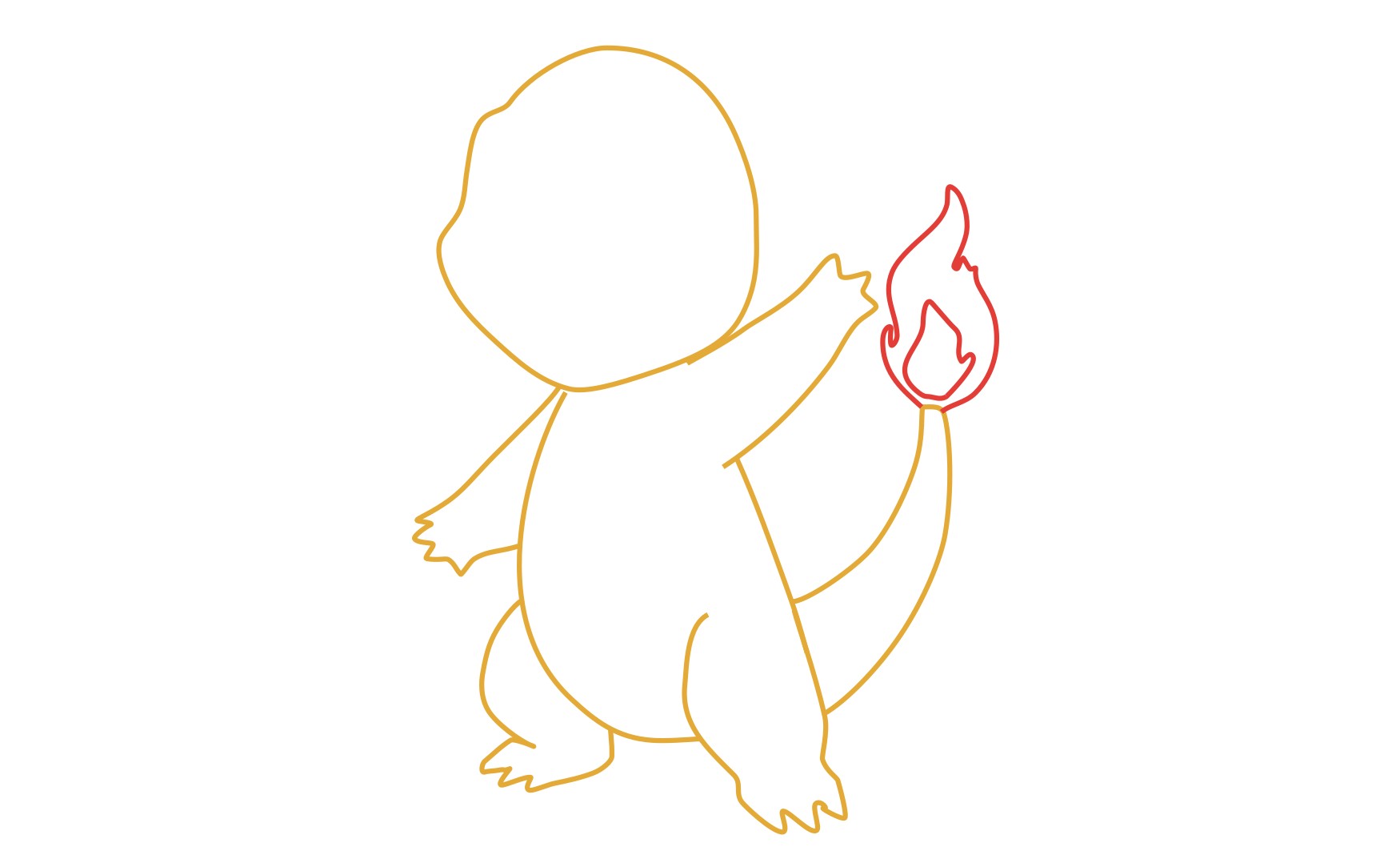 step 7 sketch the flame at the tip of the tail