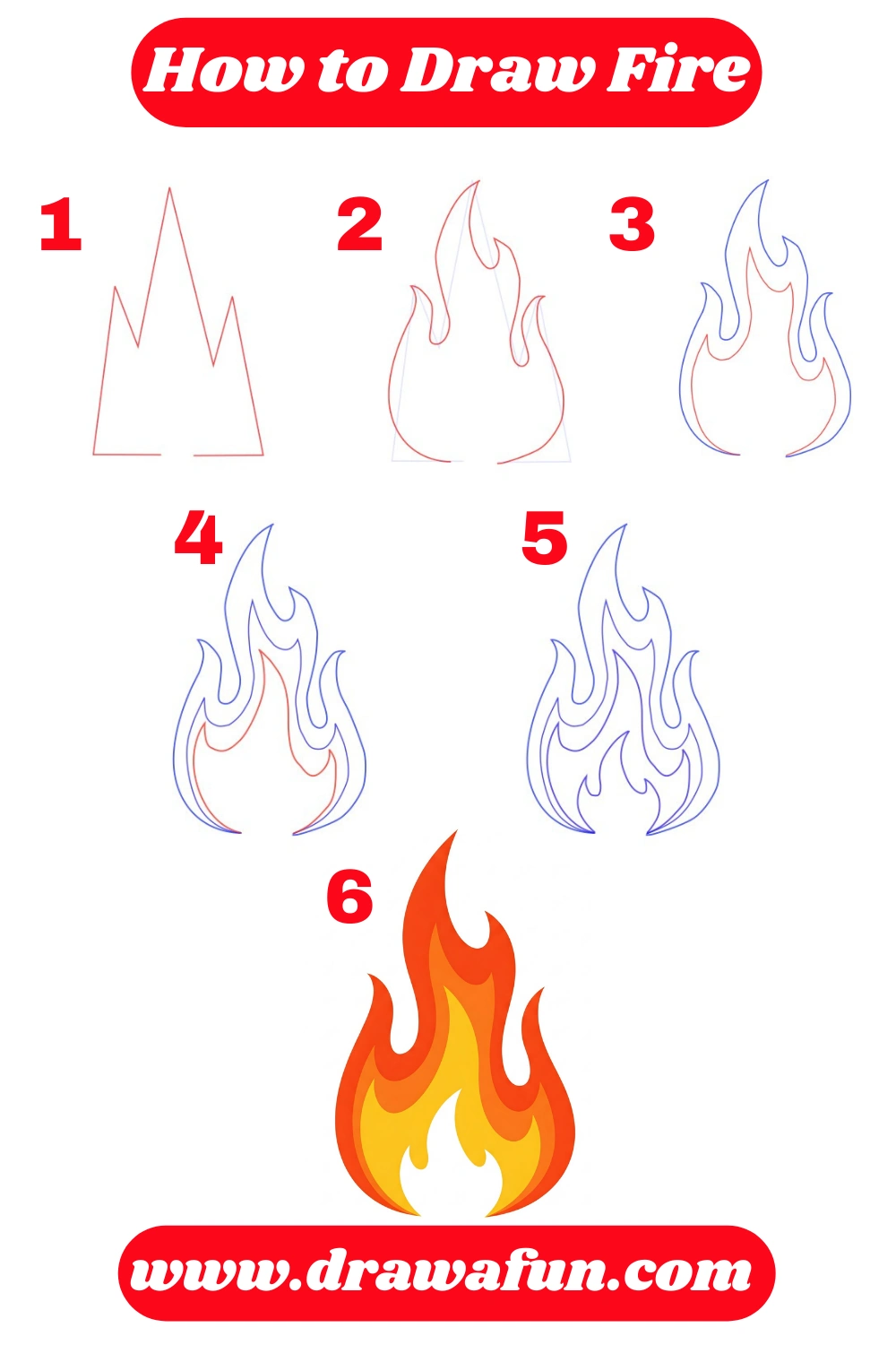 how to draw fire step by step instructions