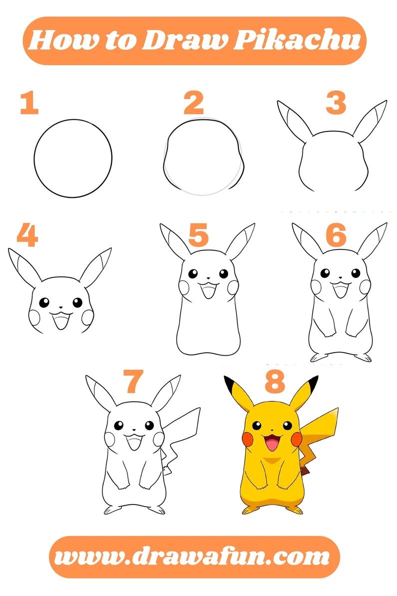 how to draw pikachu step by step instructions