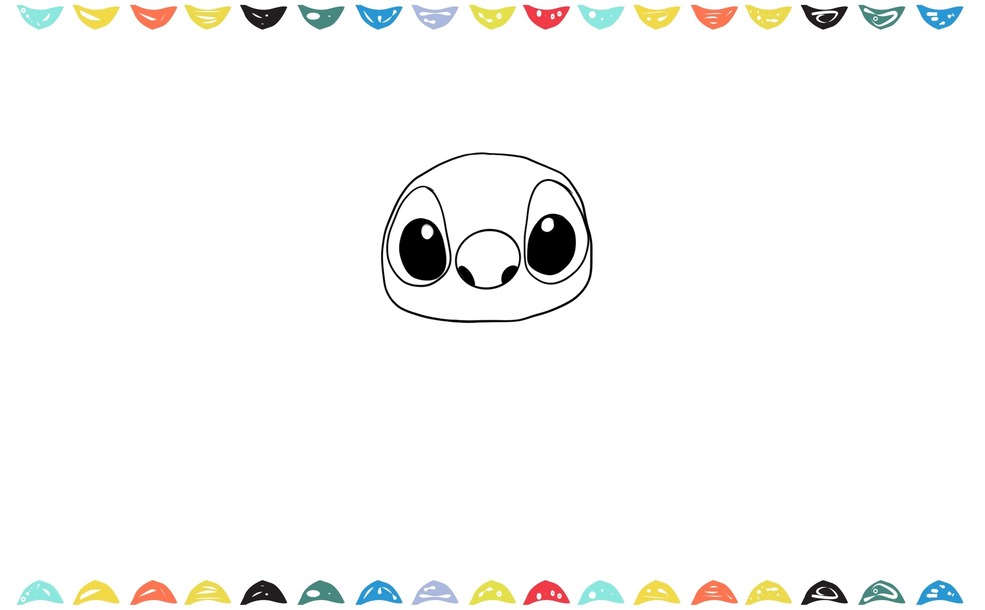 Stitch's large round eyes and cute nose sketch