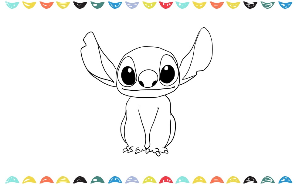Drawing Stitch's alien body and arms outline