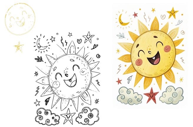 how to draw a sun easy
