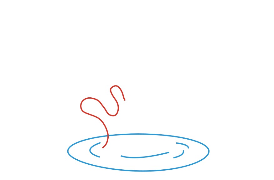 A curved line extending upward