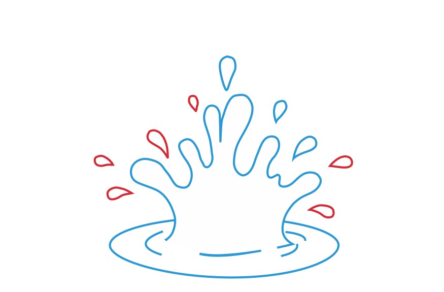 sketch water splashes around the water