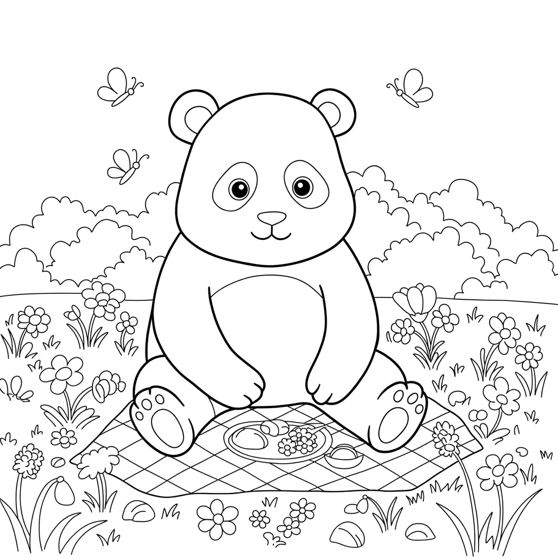 Panda have a breakfast coloring page