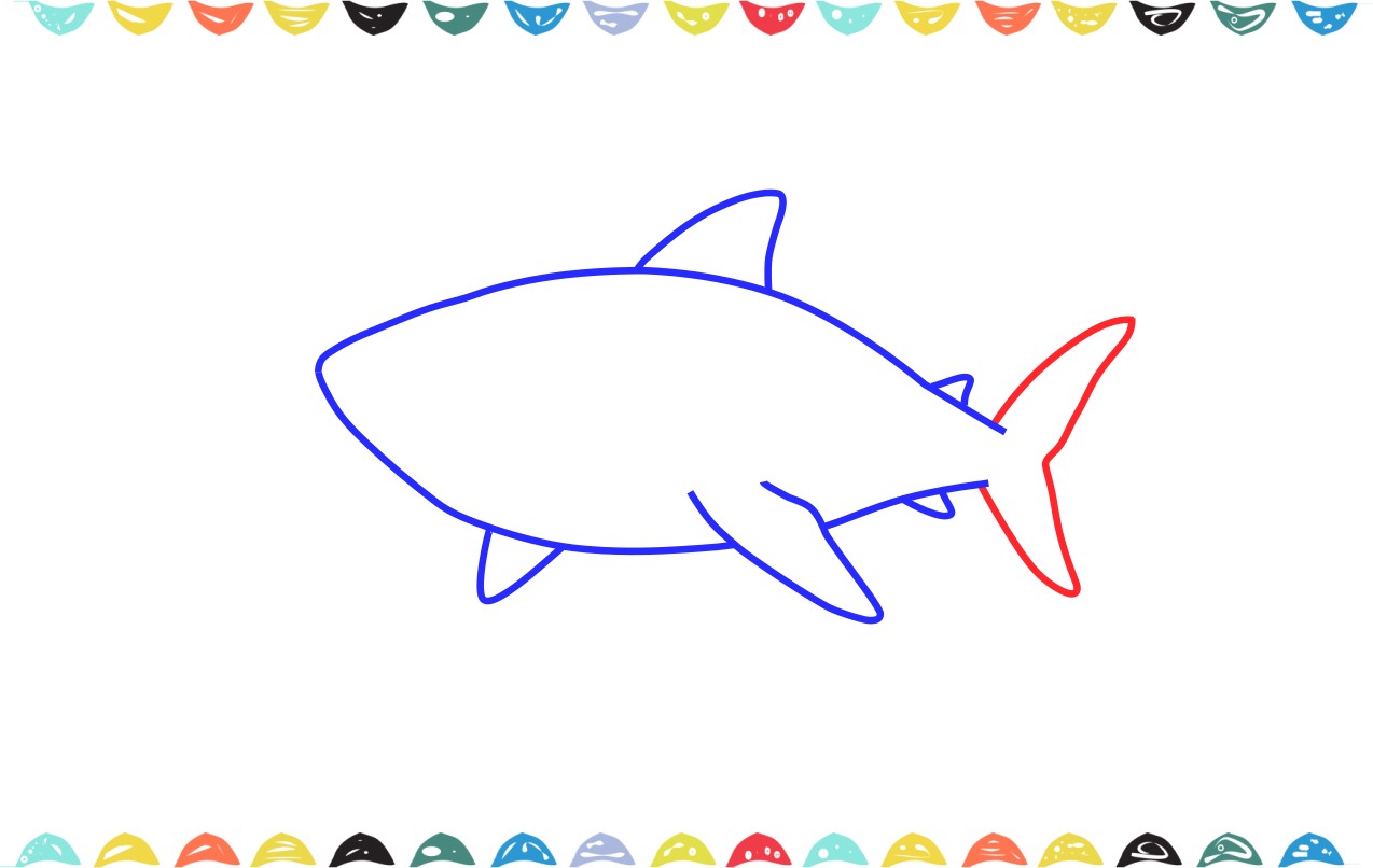how to draw a shark step 7 add tail