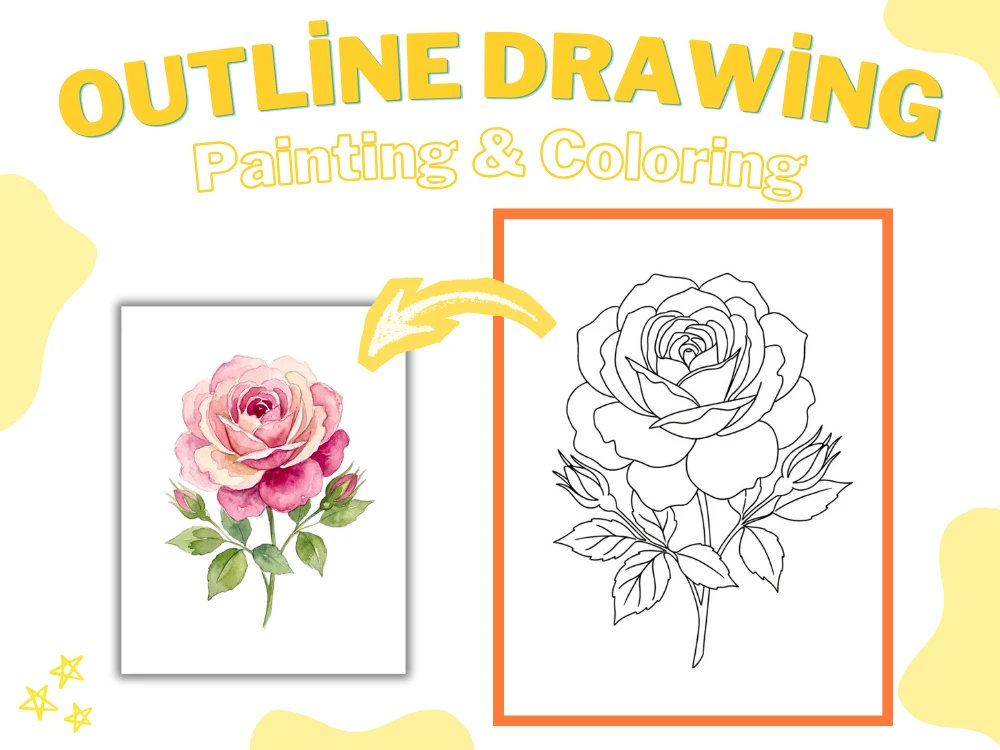 rose drawing outline
