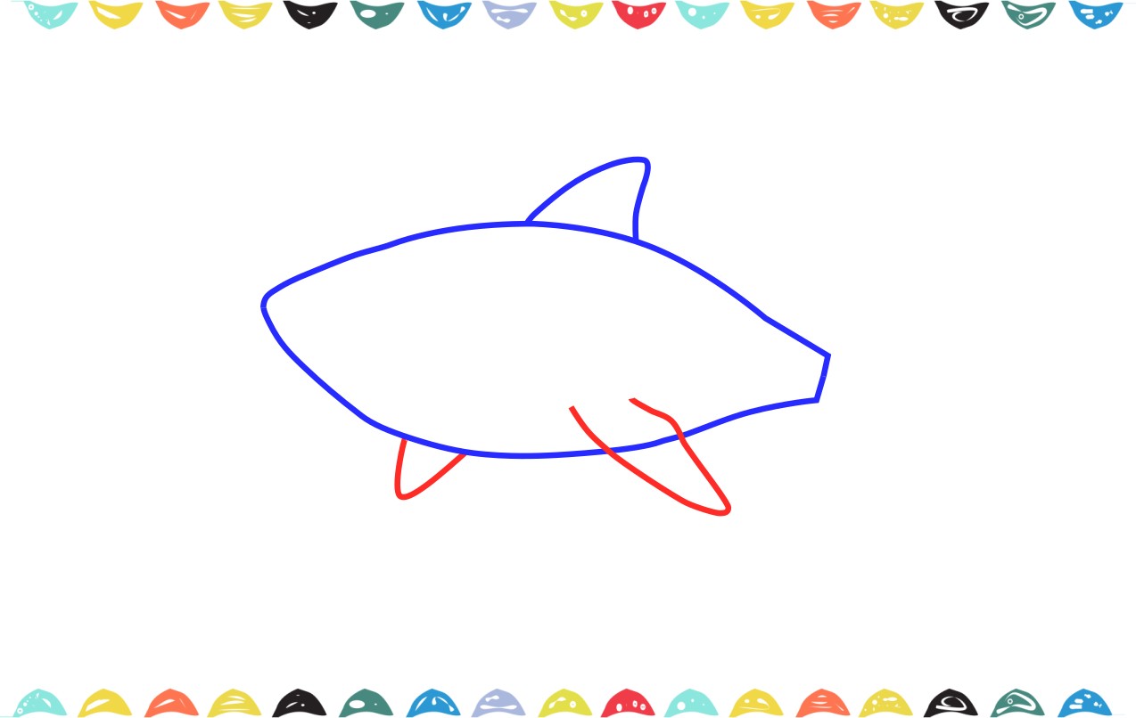 how to draw a shark step 5 sketch side fins