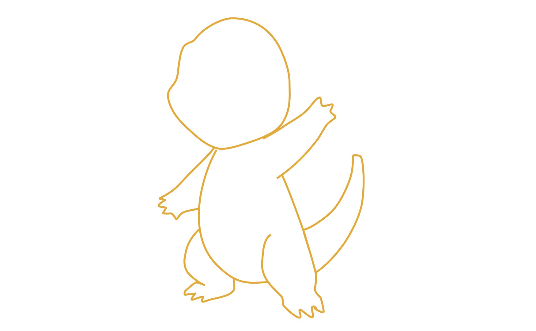 step 6 draw a long tail for the charmander