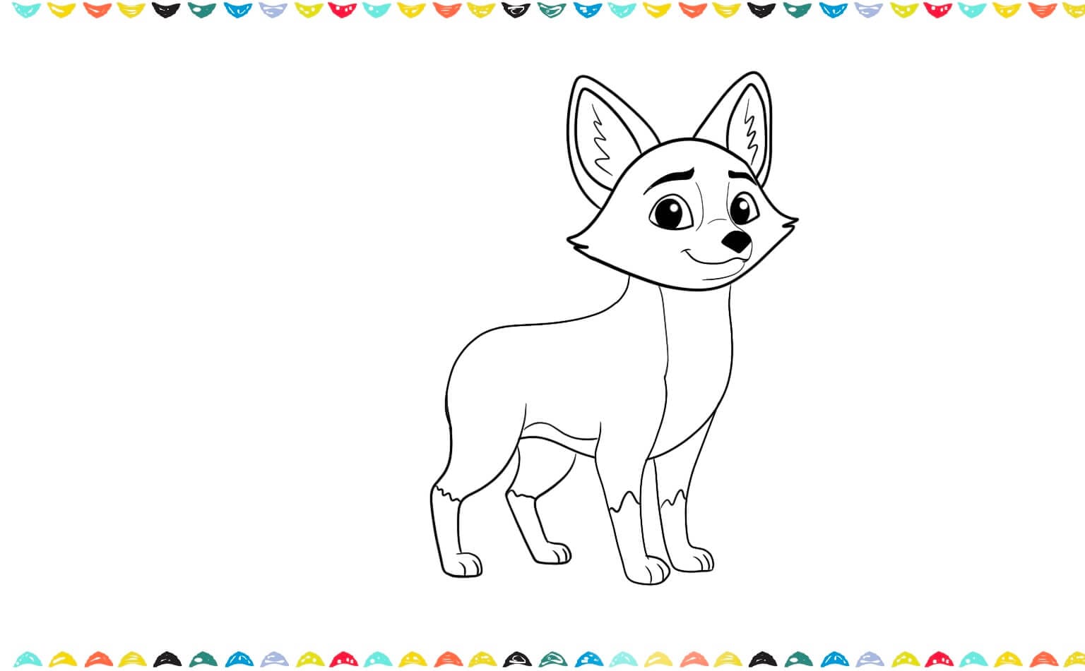 Add the belly line between the front and back legs of the fox step 10