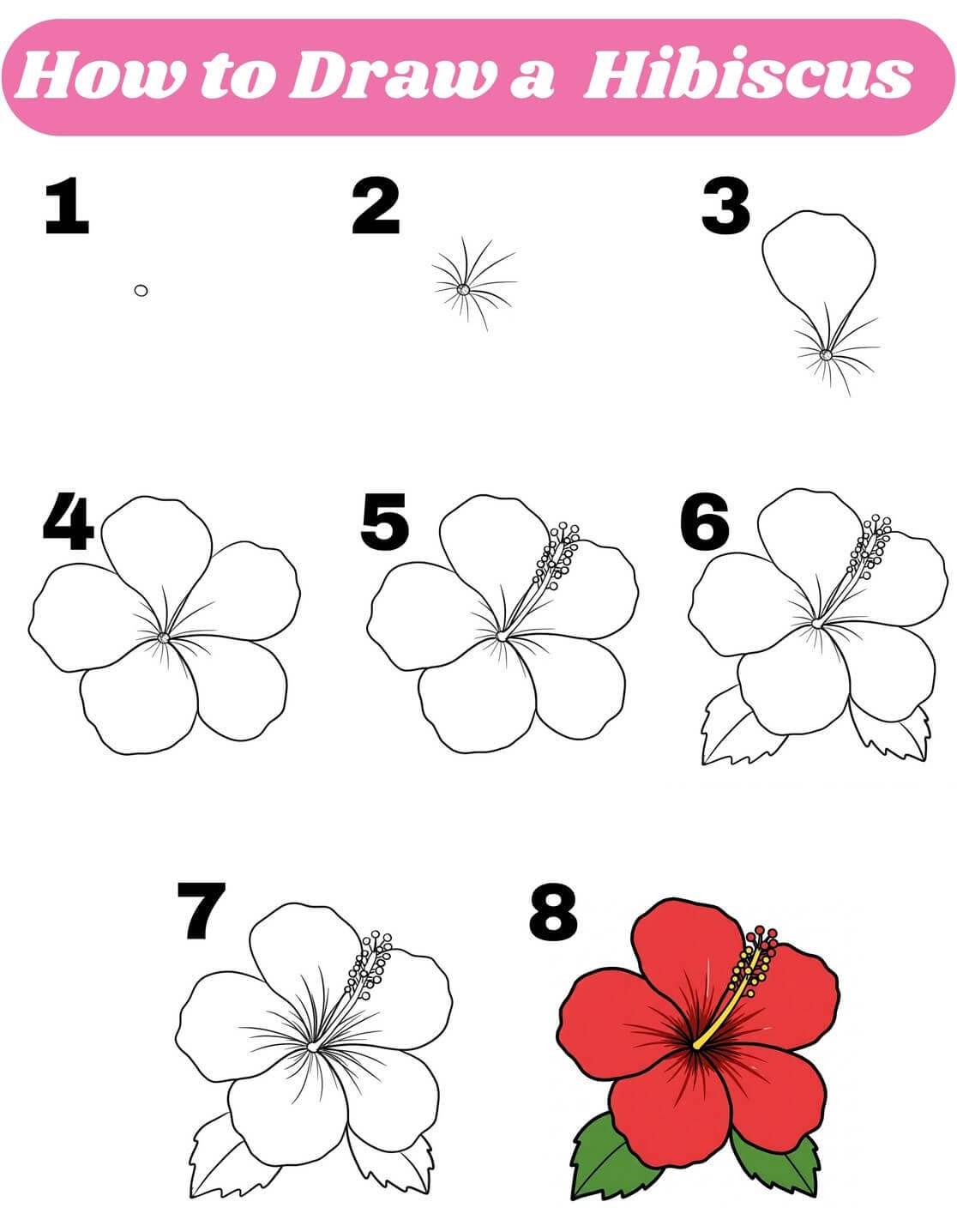How To Draw A Hibiscus Easy Step by Step Free Worksheet How To Draw A Hibiscus Easy Step by Step Free Worksheet